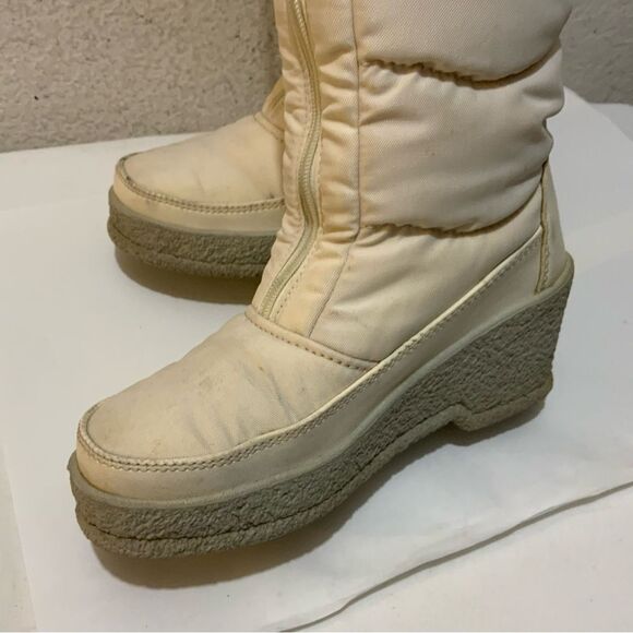 Vintage Nordica winter  front zip wedge Fur Boots cream size 36 Italy - Picture 5 of 15